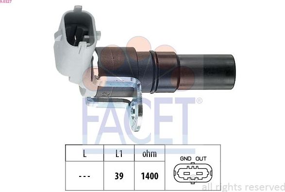 Датчик положения коленвала Facet Made in Italy - OE Equivalent. Артикул 9.0327
