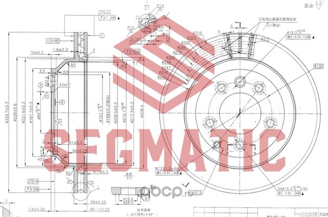 SBD30093006 Диск тормозной задний Audi Q7 3.0Tdi 06,Vw Touareg 3.23.0Tdi 02 (Segmatic). Артикул SBD30093006