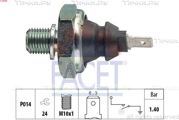 Датчик давления масла Facet Made in Italy - OE Equivalent для Volkswagen Vento 1992-1998. Артикул 7.0046