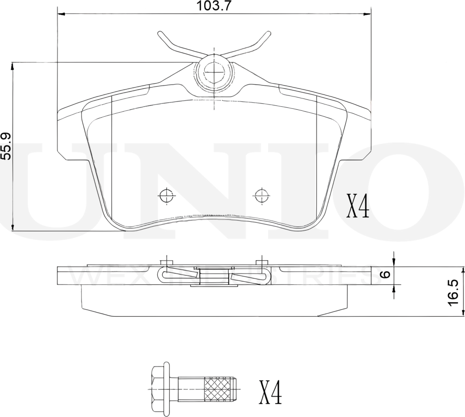 Колодки тормозные дисковые, комплект (Unio). Артикул BRP-20280