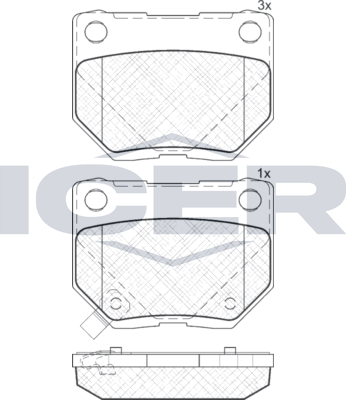 Тормозные колодки Icer задние для Subaru Impreza III 2008-2013. Артикул 181749