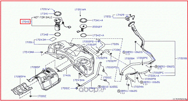 Топливный фильтр Nissan для Nissan Teana J32 2008-2013. Артикул 170401BA0D