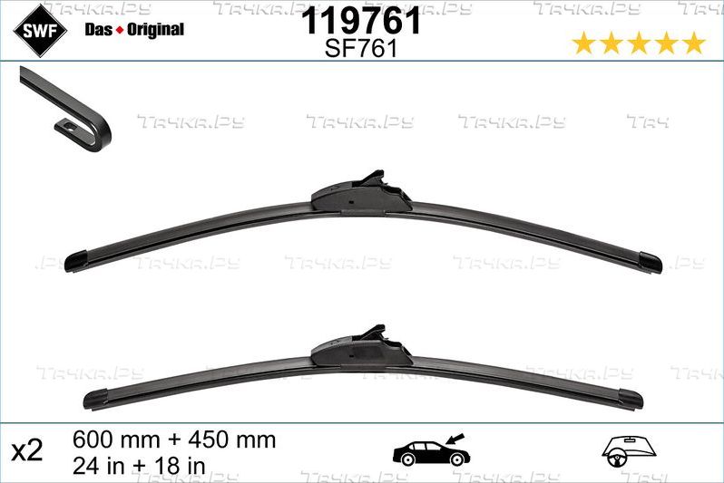 Щетки стеклоочистителя (дворники) SWF для Citroen C3 I 2002-2010. Артикул 119761
