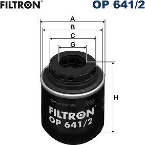 Масляный фильтр Filtron для Volkswagen Jetta VI 2010-2019. Артикул OP 641/2