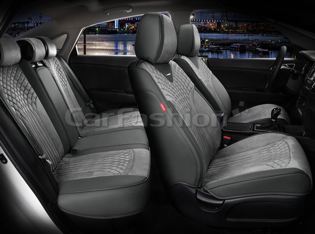 Чехлы универсальные каркасные CarFashion 5D Shell Plus на сидения авто, цвет Темно-серый/Темно-серый/Темно-серый. Артикул 22519