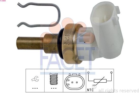 Датчик температуры охлаждающей жидкости Facet Made in Italy - OE Equivalent. Артикул 7.3360
