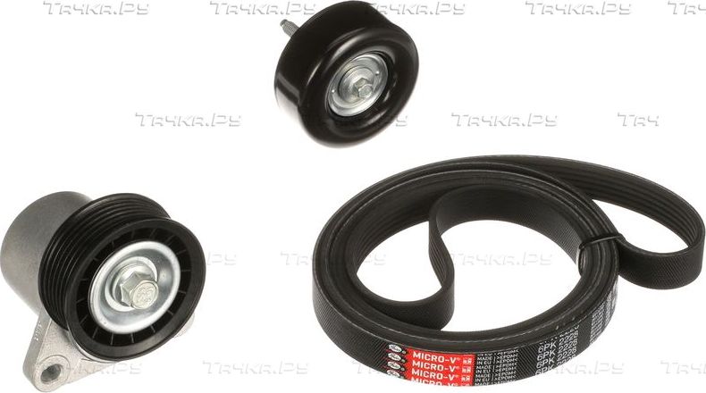 Приводной ремень поликлиновой с роликами (комплект) Gates Micro-V® Kit для Ford Mondeo III 2000-2005. Артикул K016PK2228