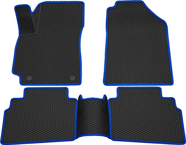 Коврики Rezkon 3D EVA ромб резиновые для салона Kia Seltos 2020-2026 Синий кант. Артикул 9221050103