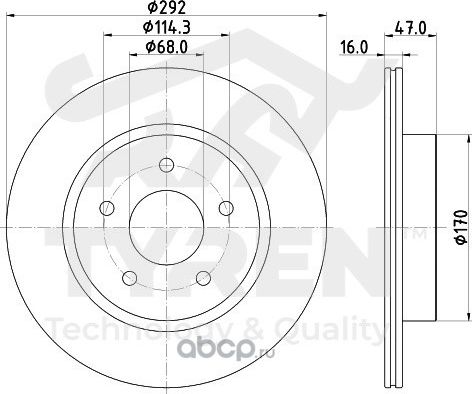 Тормозной диск (Tyren). Артикул TYR1111501