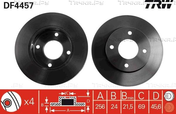 Тормозной диск TRW. Артикул DF4457