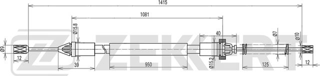 Трос ручника (тросик ручного тормоза) Zekkert. Артикул BZ-1410