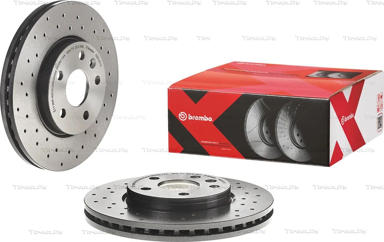 Тормозной диск Brembo XTRA передний для Opel Astra H 2005-2014. Артикул 09.B355.1X