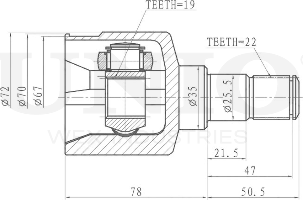 ШРУС внутренний (Unio). Артикул CVJ-30045