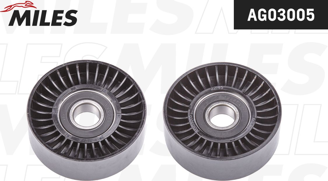 Натяжной ролик (натяжитель) приводного поликлинового ремня Miles (полимерный материал). Артикул AG03005