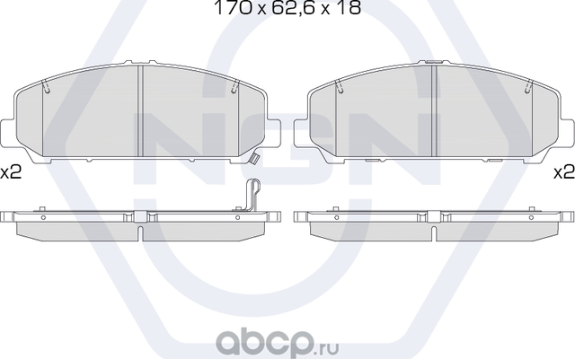 Колодки тормозные керамические, передние (NGN). Артикул 3502508