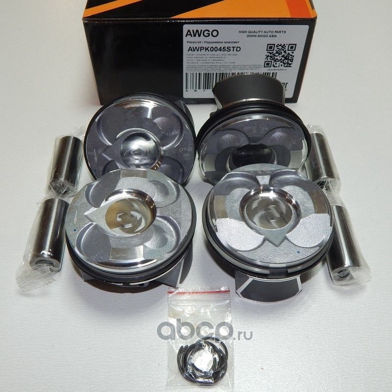 4 шт. порш., кольца, пальцы STD (комплект) AWPK0045STD (Awgo) Awgo. Артикул AWPK0045STD