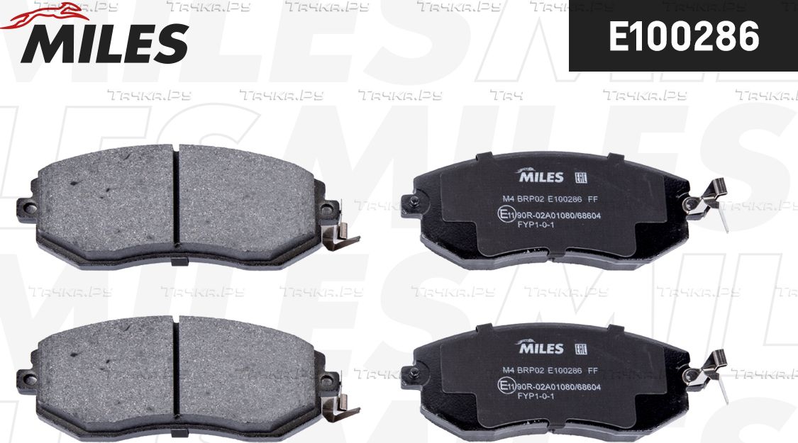 Тормозные колодки Miles (Semi-Metallic) передние для Subaru Forester IV 2012-2018. Артикул E100286