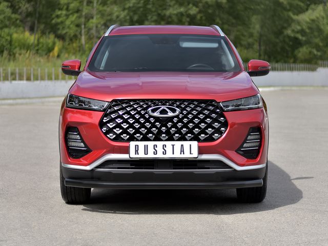 Защита RusStal переднего бампера d63 секции для Chery Tiggo 7 Pro 2020-2026 Черная. Артикул CHT7Z-003872CH