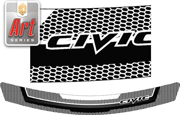 Дефлектор СА Пластик для капота (Серия "Art" черная) Honda Civic VIII седан 2006-2011. Артикул 2010011501425