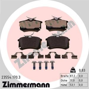 Тормозные колодки Zimmermann задние для Citroen C3 II 2009-2016. Артикул 23554.170.3