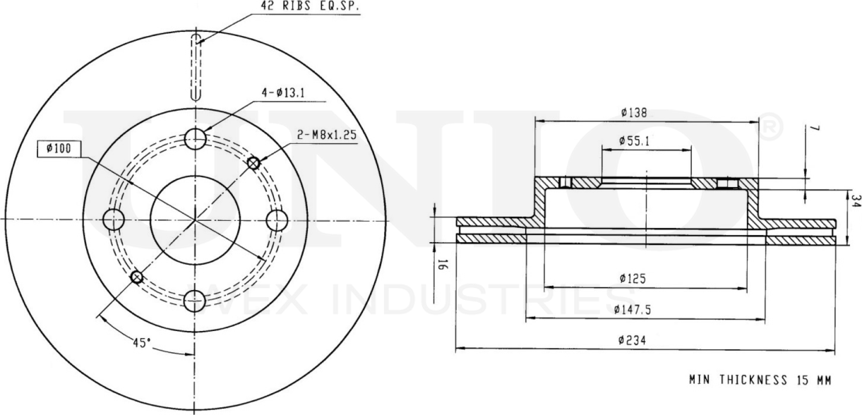 Диск тормозной (Unio). Артикул BRD-20431