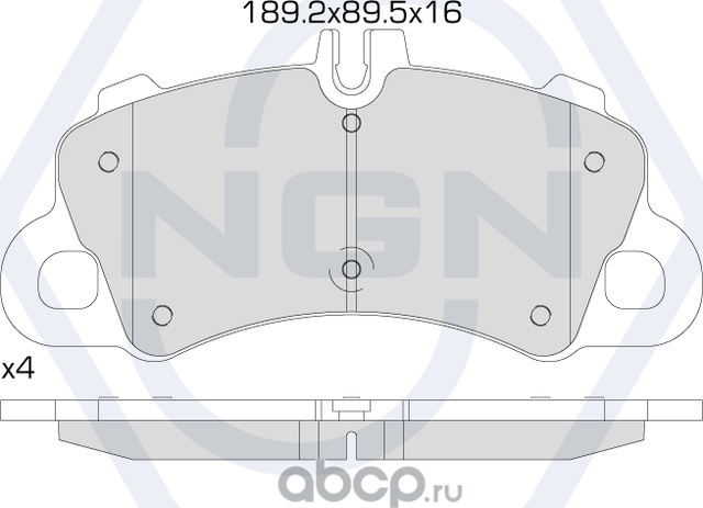 Колодки тормозные керамические, передние (NGN). Артикул 3502405