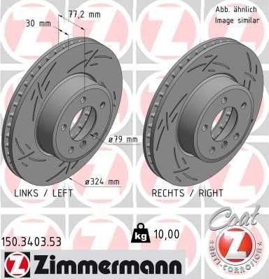 Тормозной диск Zimmermann Black Z передний для BMW 6 II (E63/E64) 2004-2010. Артикул 150.3403.53