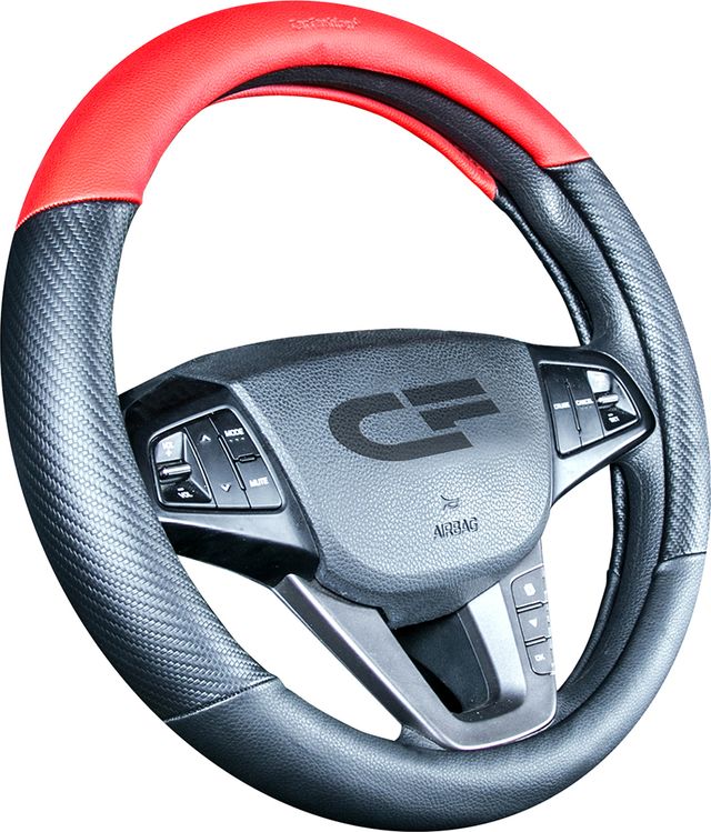 Оплётка на руль CarFashion Bruta (размер M, экокожа, цвет ЧЕРНЫЙ/ЧЕРНЫЙ/КРАСНЫЙ). Артикул 31424