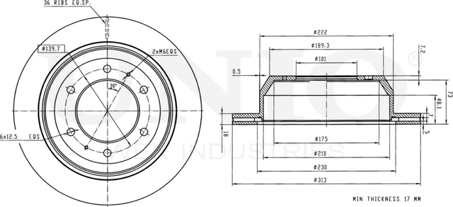 Диск тормозной (Unio). Артикул BRD-20287