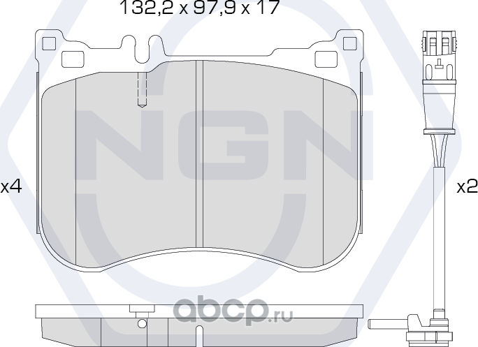 Колодки тормозные керамические, передние (NGN). Артикул 3502525