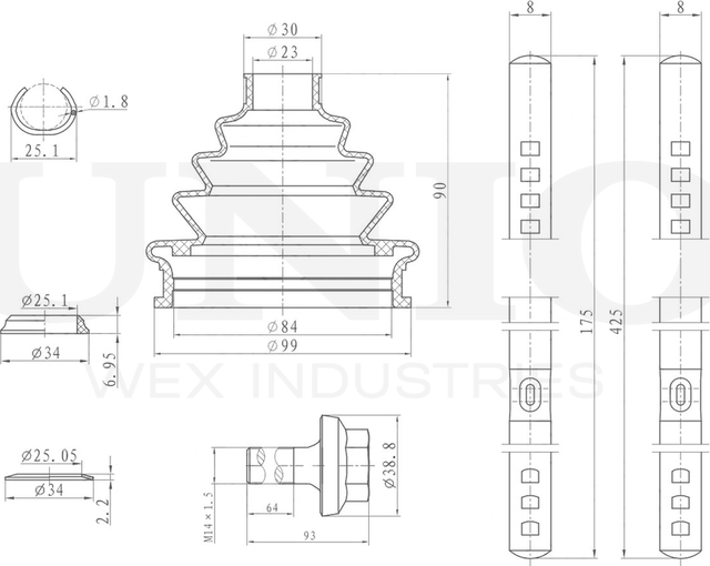 Пыльник ШРУС, комплект (Unio). Артикул DUC-30026K