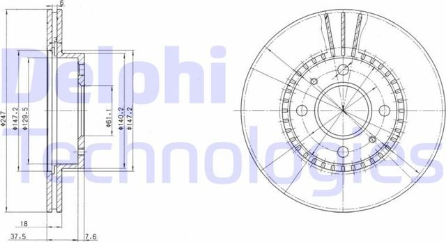 Тормозной диск Delphi. Артикул BG3134