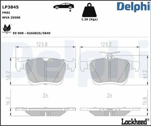 Тормозные колодки Delphi (Low-Metallic). Артикул LP3845