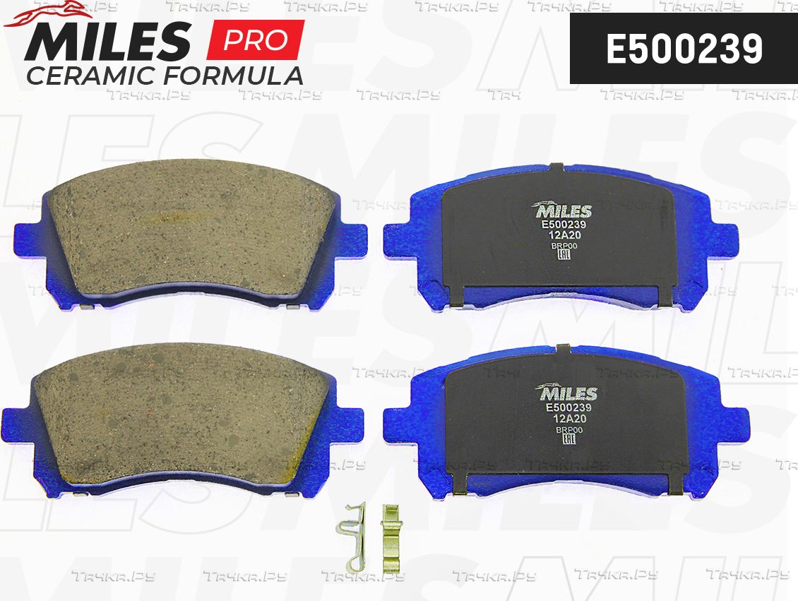 Тормозные колодки Miles (Керамика) передние для Subaru Impreza II 2000-2006. Артикул E500239