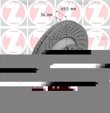 Тормозной диск Zimmermann Coat Z передний правый для Porsche 911 VI (997) 2006-2012. Артикул 460.1577.20