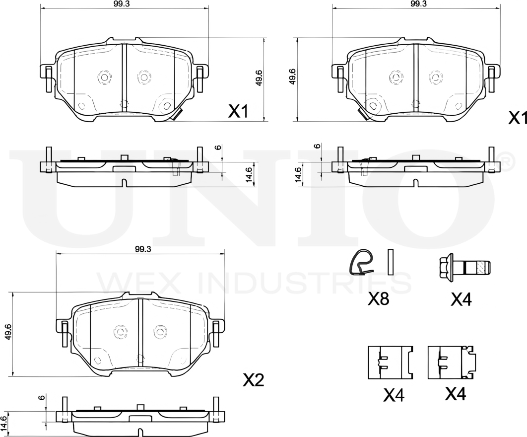 Колодки тормозные дисковые, комплект (Unio). Артикул BRP-20192