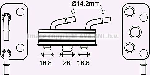 Радиатор масляный (маслоохладитель) для АКПП AVA (алюминий). Артикул BW3559