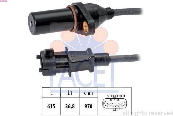 Датчик положения коленвала Facet Made in Italy - OE Equivalent. Артикул 9.0569