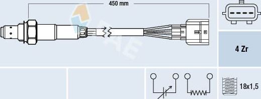 Лямбда-зонд (кислородный датчик) FAE. Артикул 77469