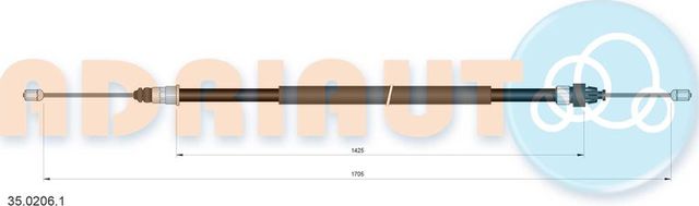 Трос ручника (тросик ручного тормоза) Adriauto. Артикул 35.0206.1