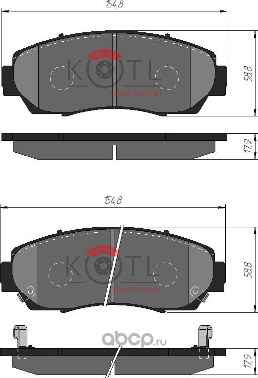 Колодки тормозные дисковые передние к-т CHANGAN CS75 14-  HAVAL F7/F7X 18-  HONDA CR-V 06-/ODYSSEY 1 (Kotl) Kotl. Артикул 3581kt