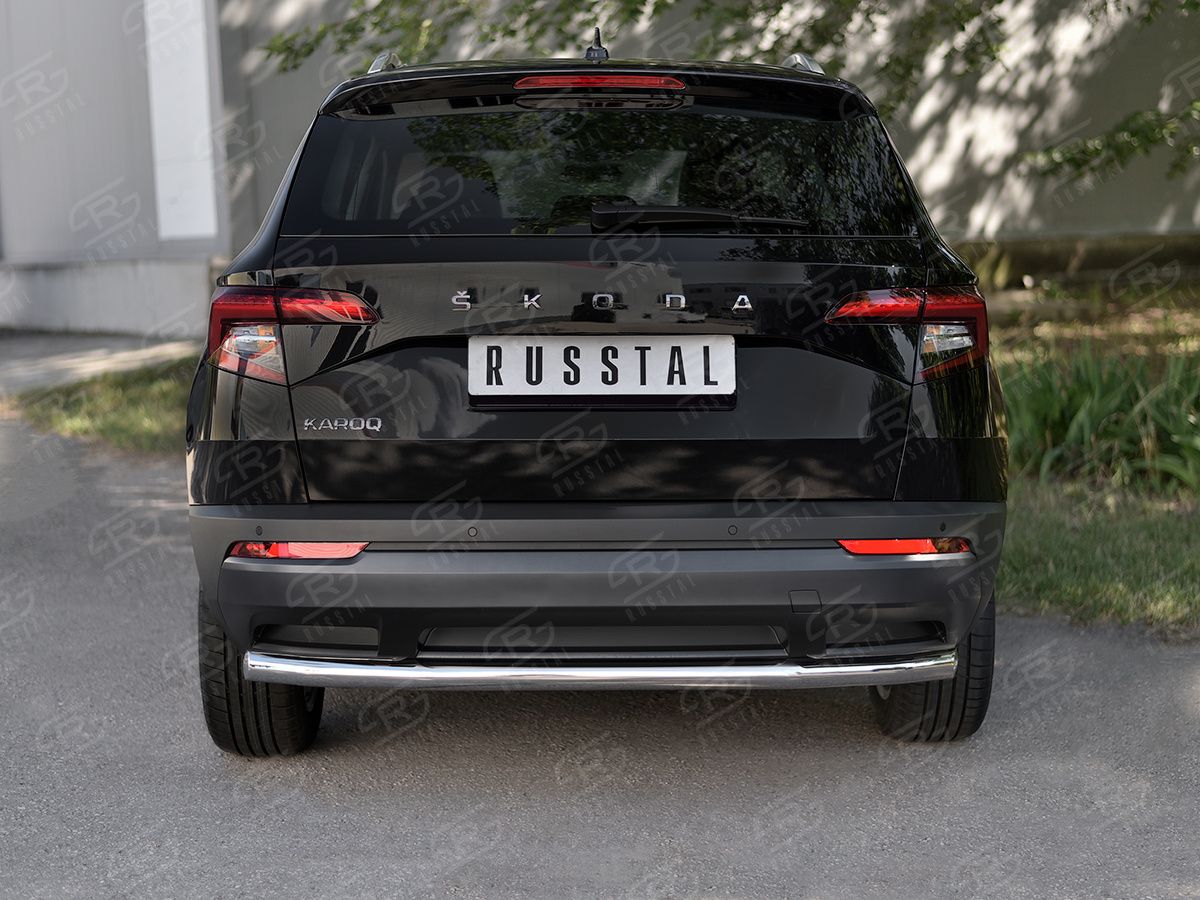 Защита RusStal заднего бампера d63 (секции) для Skoda Karoq 2020-2026. Артикул SKKZ-003446