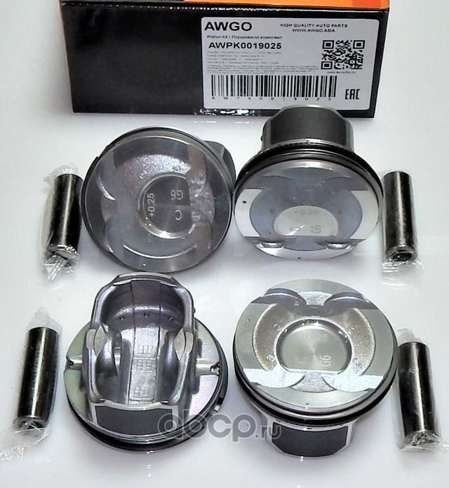 4 шт. порш., кольца, пальцы 0,25 (комплект) AWPK0019025 (Awgo). Артикул AWPK0019025