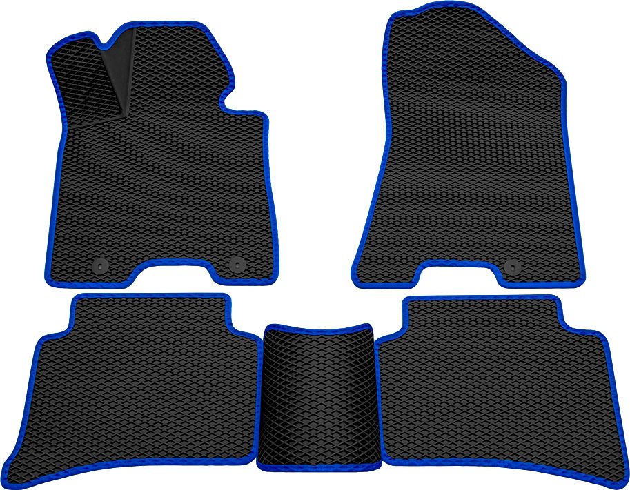 Коврики Rezkon 3D EVA Ромб резиновые для салона Hyundai Tucson III 2015-2026 Синий кант. Артикул 9220060203