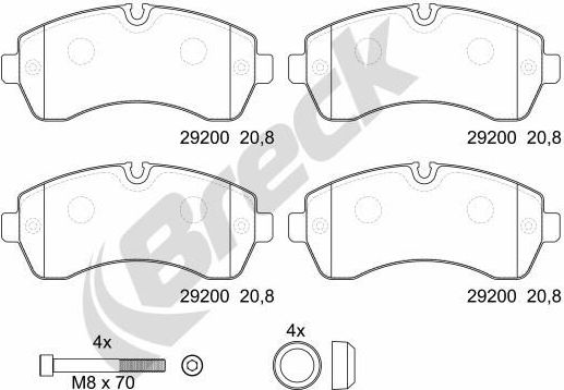 Тормозные колодки Breck. Артикул 29200 00 703 00