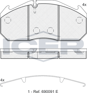 Тормозные колодки Icer передние/задние для MAN Lion's Star 1993-2007. Артикул 151040-067