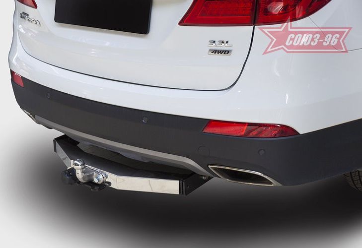 Фаркоп Союз-96 с металлической накладкой для Hyundai Grand Santa Fe 2013-2018 Фланцевое крепление. Артикул HGSF.10.4079