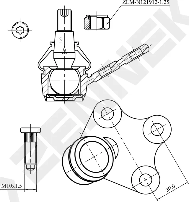 Опора шаровая нижняя левая VW POLO 01 (Zennek). Артикул DBJ0073