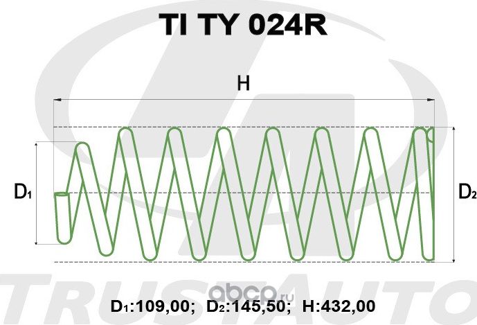 Пружина для лифтинга + 2 (50мм) () (Trustauto). Артикул TITY024R