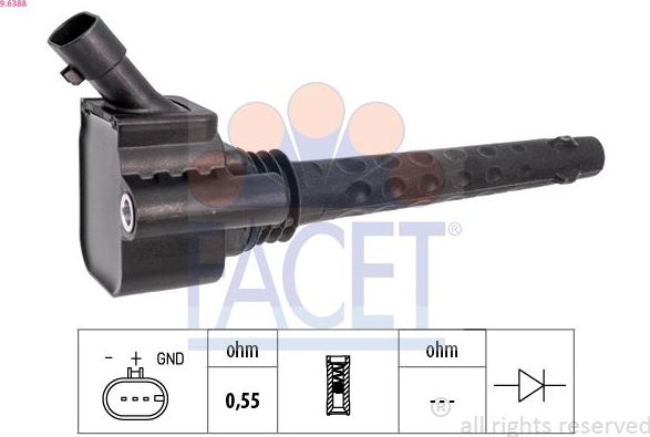 Катушка зажигания Facet Made in Italy - OE Equivalent. Артикул 9.6388